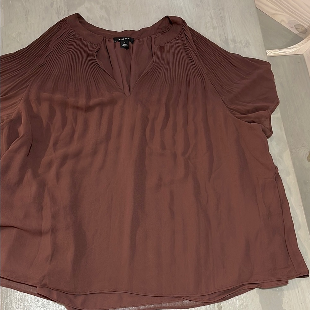 Halogen Brown Pleated Blouse